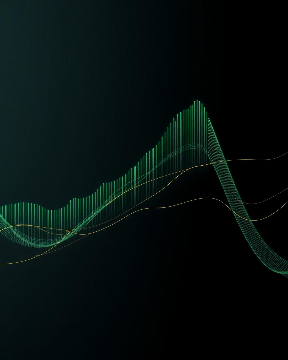 Abstract emerald and gold market visualization